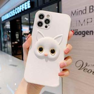 For iPhone 12 Cute Cartoon White Cat Full Coverage Case(Yellow)