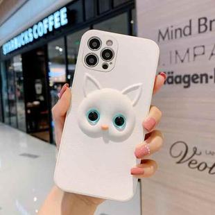 For iPhone 12 Pro Cute Cartoon White Cat Full Coverage Case(Blue)
