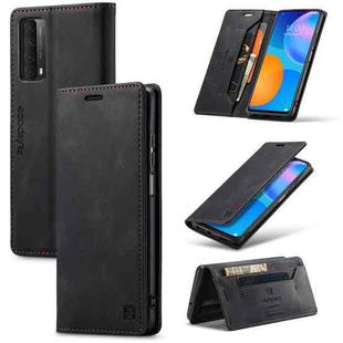 For Huawei P smart 2021 AutSpace A01 Retro Skin-feel Crazy Horse Texture Horizontal Flip Leather Case with Holder & Card Slots & Wallet & RFID(Black)