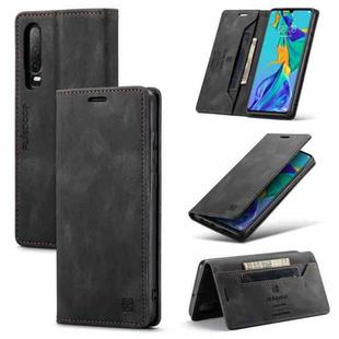 For Huawei P30 AutSpace A01 Retro Skin-feel Crazy Horse Texture Horizontal Flip Leather Case with Holder & Card Slots & Wallet & RFID(Black)