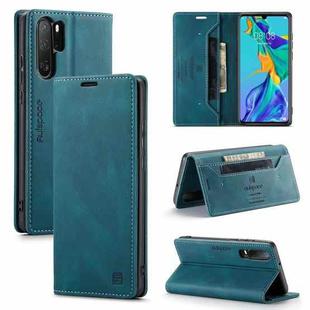 For Huawei P30 Pro AutSpace A01 Retro Skin-feel Crazy Horse Texture Horizontal Flip Leather Case with Holder & Card Slots & Wallet & RFID(Blue)