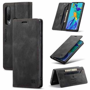 For Huawei P30 Lite AutSpace A01 Retro Skin-feel Crazy Horse Texture Horizontal Flip Leather Case with Holder & Card Slots & Wallet & RFID(Black)