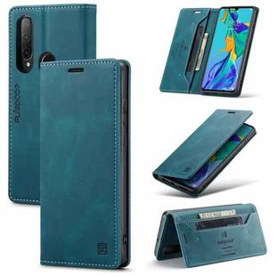 For Huawei P30 Lite AutSpace A01 Retro Skin-feel Crazy Horse Texture Horizontal Flip Leather Case with Holder & Card Slots & Wallet & RFID(Blue)