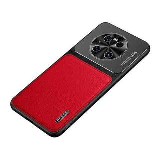 For Huawei Mate 40 Frosted Metal + Leather Texture Protective Case(Red)