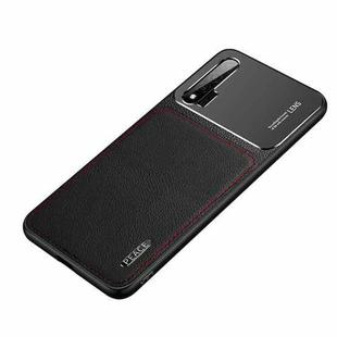 For Huawei nova 6 Frosted Metal + Leather Texture Protective Case (Black)