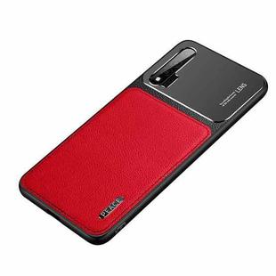 For Huawei nova 6 Frosted Metal + Leather Texture Protective Case (Red)