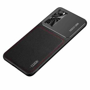 For Huawei nova 7 5G Frosted Metal + Leather Texture Protective Case (Black)