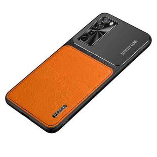 For Huawei nova 7 5G Frosted Metal + Leather Texture Protective Case (Orange)