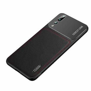 For Huawei P20 Pro Frosted Metal + Leather Texture Protective Case (Black)