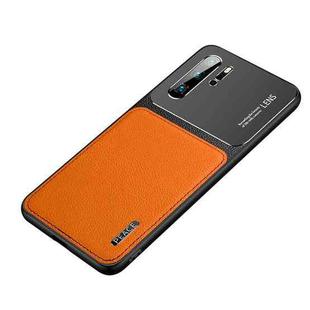 For Huawei P30 Frosted Metal + Leather Texture Protective Case (Orange)