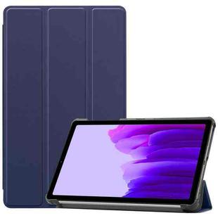 For Samsung Galaxy Tab A7 Lite T225 Custer Pattern Pure Color Horizontal Flip Leather Case with Three-folding Holder(Dark Blue)