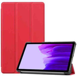 For Samsung Galaxy Tab A7 Lite T225 Custer Pattern Pure Color Horizontal Flip Leather Case with Three-folding Holder(Red)