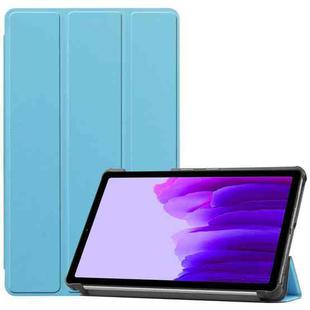 For Samsung Galaxy Tab A7 Lite T225 Custer Pattern Pure Color Horizontal Flip Leather Case with Three-folding Holder(Sky Blue)