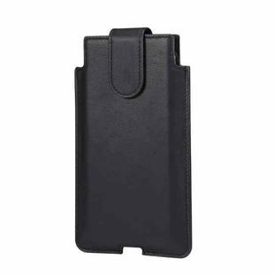 Universal Cow Leather Vertical Mobile Phone Leather Case Waist Bag For 7.2 inch and Below Phones(Black)