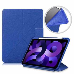 For iPad Air 2022 / 2020 10.9 / Pro 11 (2018) Cloth Texture Multi-folding Horizontal Flip PU Leather Shockproof Case with Holder & Sleep / Wake-up Function(Blue)