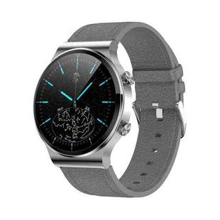 G51 1.28 inch HD Touch Screen IP67 Waterproof Smart Watch,Support Bluetooth Call / Heart Rate Monitoring / Blood Pressure Monitoring, Style: Leather Strap(Grey)