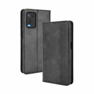 For OPPO A54 4G Magnetic Buckle Retro Crazy Horse Texture Horizontal Flip Leather Case with Holder & Card Slots & Photo Frame(Black)
