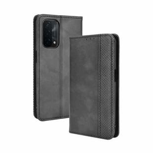 For OPPO A93 5G Magnetic Buckle Retro Crazy Horse Texture Horizontal Flip Leather Case with Holder & Card Slots & Photo Frame(Black)