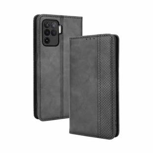 For OPPO A94 4G / F19 Pro 4G / Reno5 F Magnetic Buckle Retro Crazy Horse Texture Horizontal Flip Leather Case with Holder & Card Slots & Photo Frame(Black)