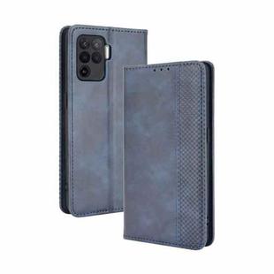 For OPPO A94 4G / F19 Pro 4G / Reno5 F Magnetic Buckle Retro Crazy Horse Texture Horizontal Flip Leather Case with Holder & Card Slots & Photo Frame(Blue)