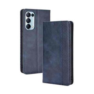 For OPPO Find X3 Lite / Reno5 5G Magnetic Buckle Retro Crazy Horse Texture Horizontal Flip Leather Case with Holder & Card Slots & Photo Frame(Blue)