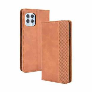 For Motorola Moto Edge S Magnetic Buckle Retro Crazy Horse Texture Horizontal Flip Leather Case with Holder & Card Slots & Photo Frame(Brown)