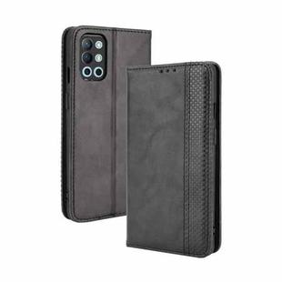 For OnePlus 9R Magnetic Buckle Retro Crazy Horse Texture Horizontal Flip Leather Case with Holder & Card Slots & Photo Frame(Black)