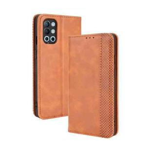 For OnePlus 9R Magnetic Buckle Retro Crazy Horse Texture Horizontal Flip Leather Case with Holder & Card Slots & Photo Frame(Brown)