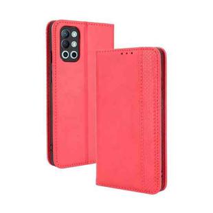 For OnePlus 9R Magnetic Buckle Retro Crazy Horse Texture Horizontal Flip Leather Case with Holder & Card Slots & Photo Frame(Red)