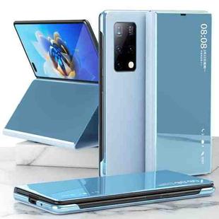 For Huawei Mate X2 Electroplated Mirror Protective Case with Holder(Blue)