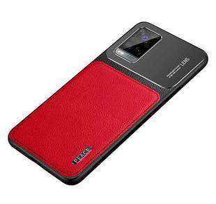 For vivo S7 Frosted Metal + Leather Texture Protective Case(Red)