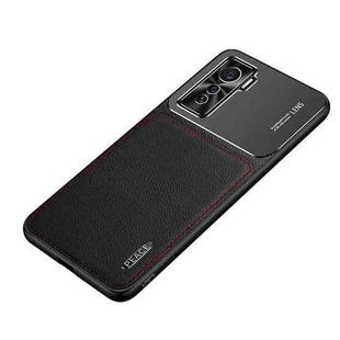 For vivo iQOO 5 5G Frosted Metal + Leather Texture Protective Case(Black)