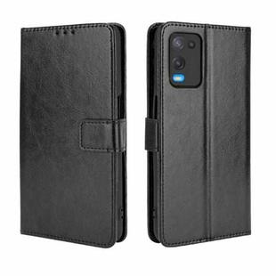 For OPPO A54 4G Retro Crazy Horse Texture Horizontal Flip Leather Case with Holder & Card Slots & Lanyard(Black)