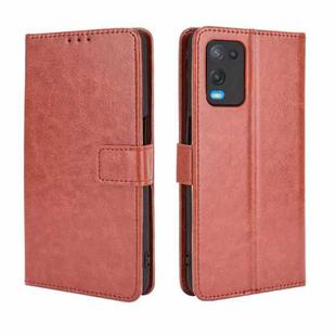 For OPPO A54 4G Retro Crazy Horse Texture Horizontal Flip Leather Case with Holder & Card Slots & Lanyard(Brown)