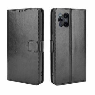 For OPPO Find X3 / Find X3 Pro Retro Crazy Horse Texture Horizontal Flip Leather Case with Holder & Card Slots & Lanyard(Black)