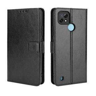 For OPPO Realme C21 Retro Crazy Horse Texture Horizontal Flip Leather Case with Holder & Card Slots & Lanyard(Black)