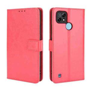 For OPPO Realme C21 Retro Crazy Horse Texture Horizontal Flip Leather Case with Holder & Card Slots & Lanyard(Red)