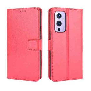 For OnePlus 9 (EU/US Version) Retro Crazy Horse Texture Horizontal Flip Leather Case with Holder & Card Slots & Lanyard(Red)