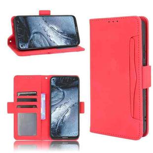 For Nokia 7.3 Skin Feel Calf Pattern Horizontal Flip Leather Case with Holder & Card Slots & Photo Frame(Red)