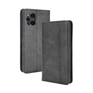 For OPPO Find X3 / Find X3 Pro Magnetic Buckle Retro Crazy Horse Texture Horizontal Flip Leather Case with Holder & Card Slots & Photo Frame(Black)