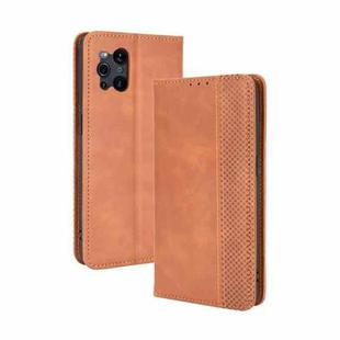 For OPPO Find X3 / Find X3 Pro Magnetic Buckle Retro Crazy Horse Texture Horizontal Flip Leather Case with Holder & Card Slots & Photo Frame(Brown)