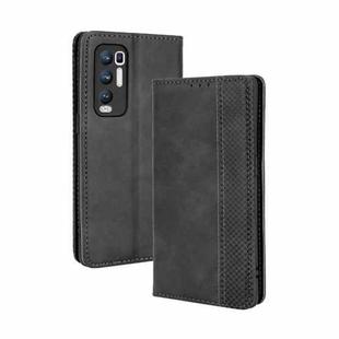 For OPPO Reno5 Pro Plus / Find X3 Neo Magnetic Buckle Retro Crazy Horse Texture Horizontal Flip Leather Case with Holder & Card Slots & Photo Frame(Black)