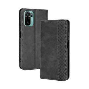 For Xiaomi Redmi Note 10 4G / Note 10S Magnetic Buckle Retro Crazy Horse Texture Horizontal Flip Leather Case with Holder & Card Slots & Photo Frame(Black)