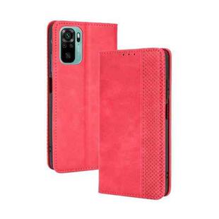 For Xiaomi Redmi Note 10 4G / Note 10S Magnetic Buckle Retro Crazy Horse Texture Horizontal Flip Leather Case with Holder & Card Slots & Photo Frame(Red)
