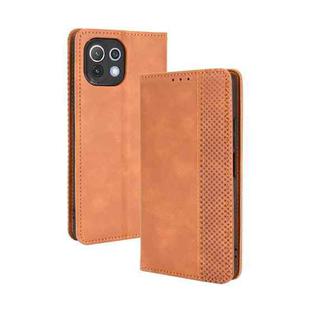 For Xiaomi Mi 11 Lite 5G / 4G Magnetic Buckle Retro Crazy Horse Texture Horizontal Flip Leather Case with Holder & Card Slots & Photo Frame(Brown)