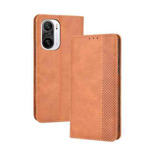 For Xiaomi Mi 11i / Poco F3 / Redmi K40 / K40 Pro / K40 Pro+ Magnetic Buckle Retro Crazy Horse Texture Horizontal Flip Leather Case with Holder & Card Slots & Photo Frame(Brown)