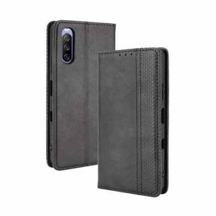 For Sony Xperia 10 III Magnetic Buckle Retro Crazy Horse Texture Horizontal Flip Leather Case with Holder & Card Slots & Photo Frame(Black)