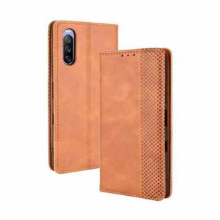For Sony Xperia 10 III Magnetic Buckle Retro Crazy Horse Texture Horizontal Flip Leather Case with Holder & Card Slots & Photo Frame(Brown)