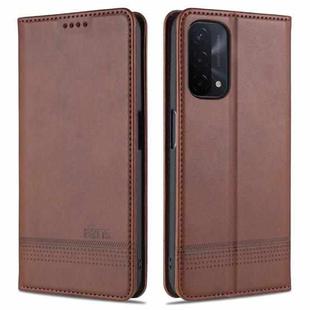 For OPPO A93 (5G) AZNS Magnetic Calf Texture Horizontal Flip Leather Case with Card Slots & Holder & Wallet(Dark Brown)