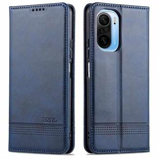 For Xiaomi Redmi K40 AZNS Magnetic Calf Texture Horizontal Flip Leather Case with Card Slots & Holder & Wallet(Dark Blue)